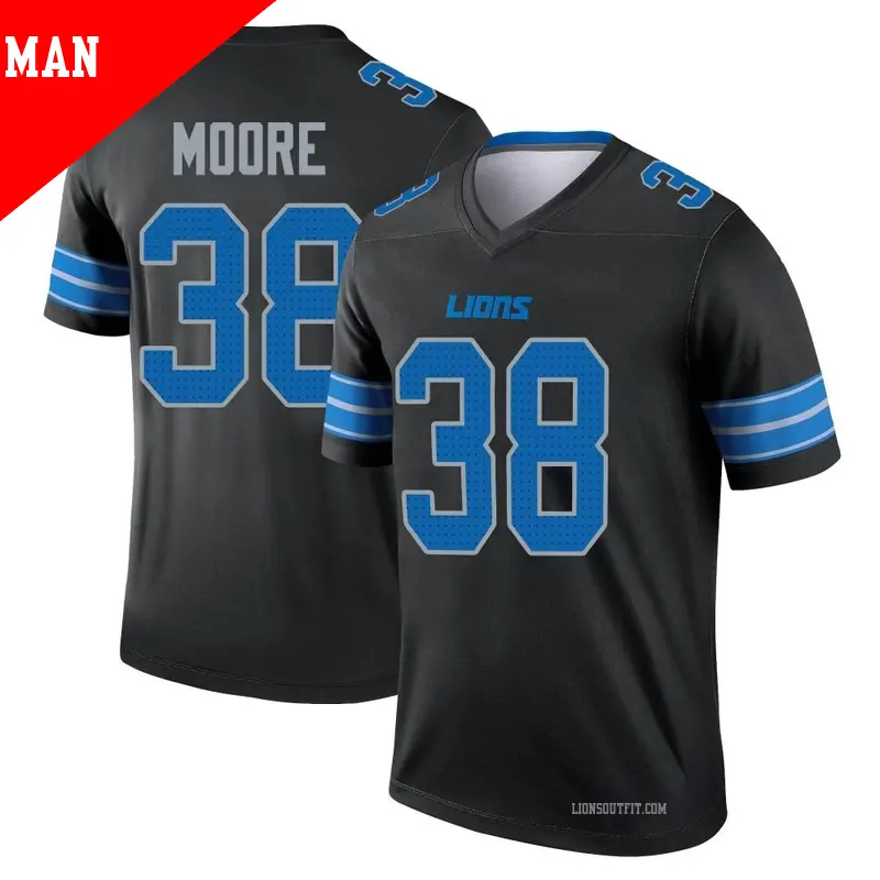 Men s 38 C.J. Moore Detroit Lions Legend Black Jersey